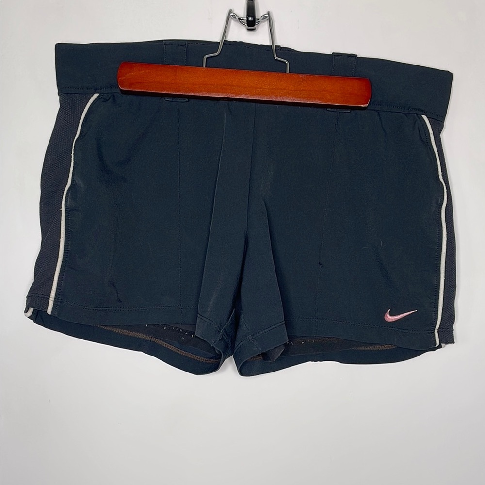 Nike Black Athletic Shorts with Pink Logo